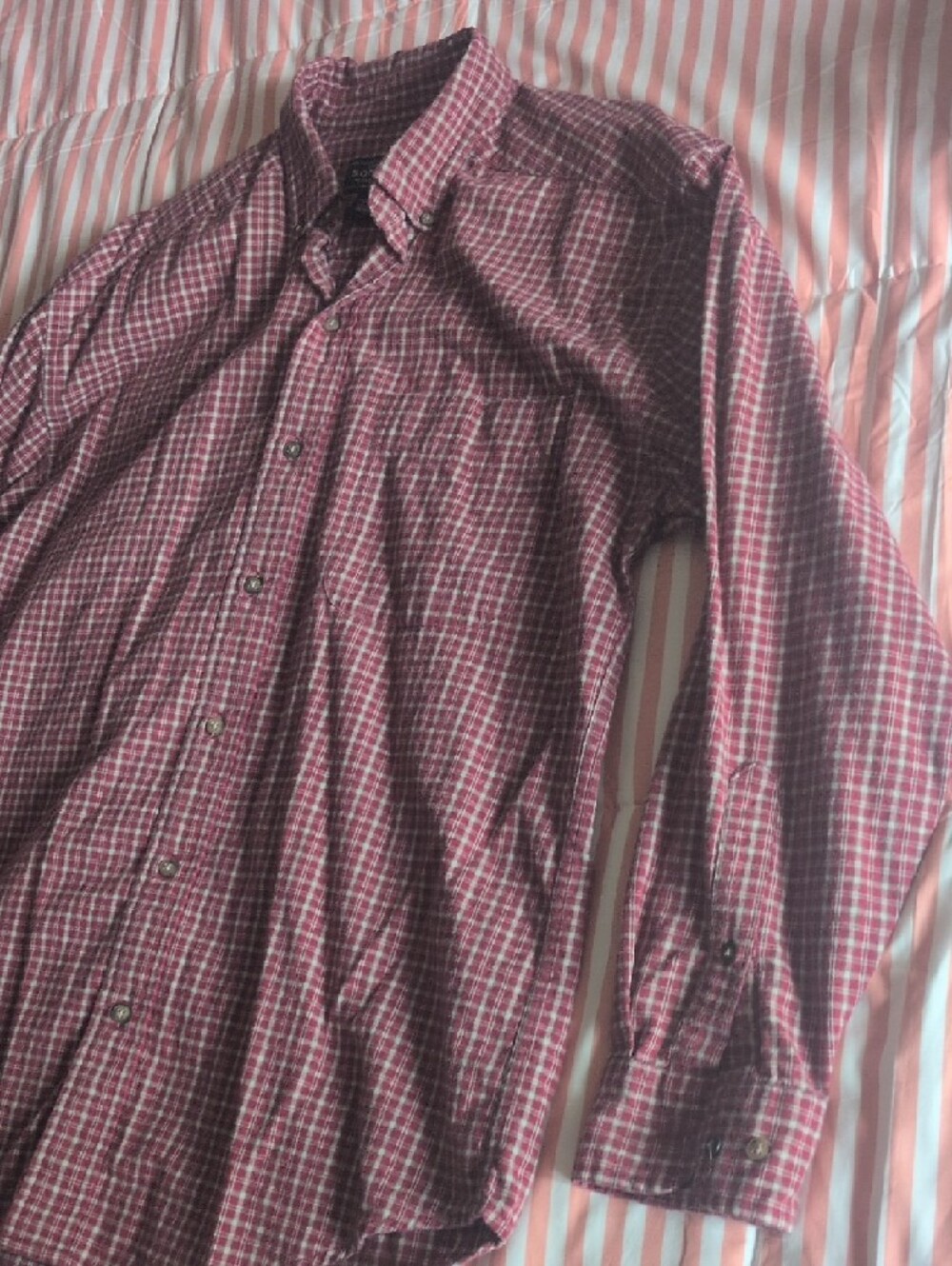 Sonoma Red and White Plaid Short-Sleeve Button-Down Shirt - Picture 3 of 6